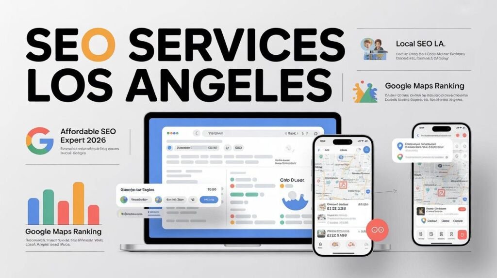 SEO services in Los Angeles focusing on Google Maps rankings, featuring affordable packages for local businesses in 2026