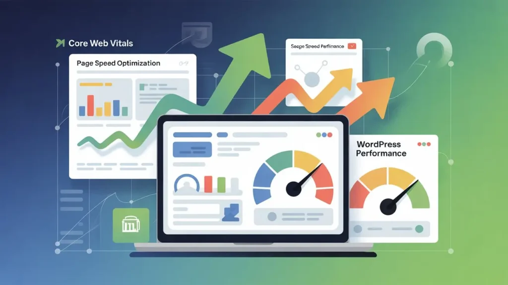 Slow Website Speed: How It Kills Your Google Rankings and Sales in 2026 WordPress performance dashboard showing improved core web vitals page speed optimization and SEO growth analytics