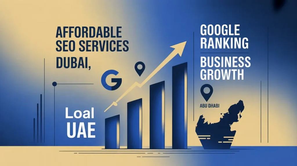 SEO growth chart showing Google ranking improvement for UAE businesses in Dubai and Abu Dhabi
