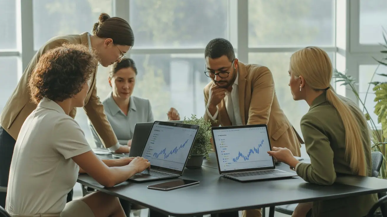 team collaboration meeting to hire seo consultant to grow website traffic using analytics dashboards