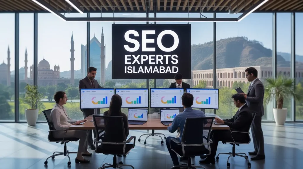 Islamabad SEO Agency: Get Free Audit in 2026 seo experts islamabad team meeting analytics