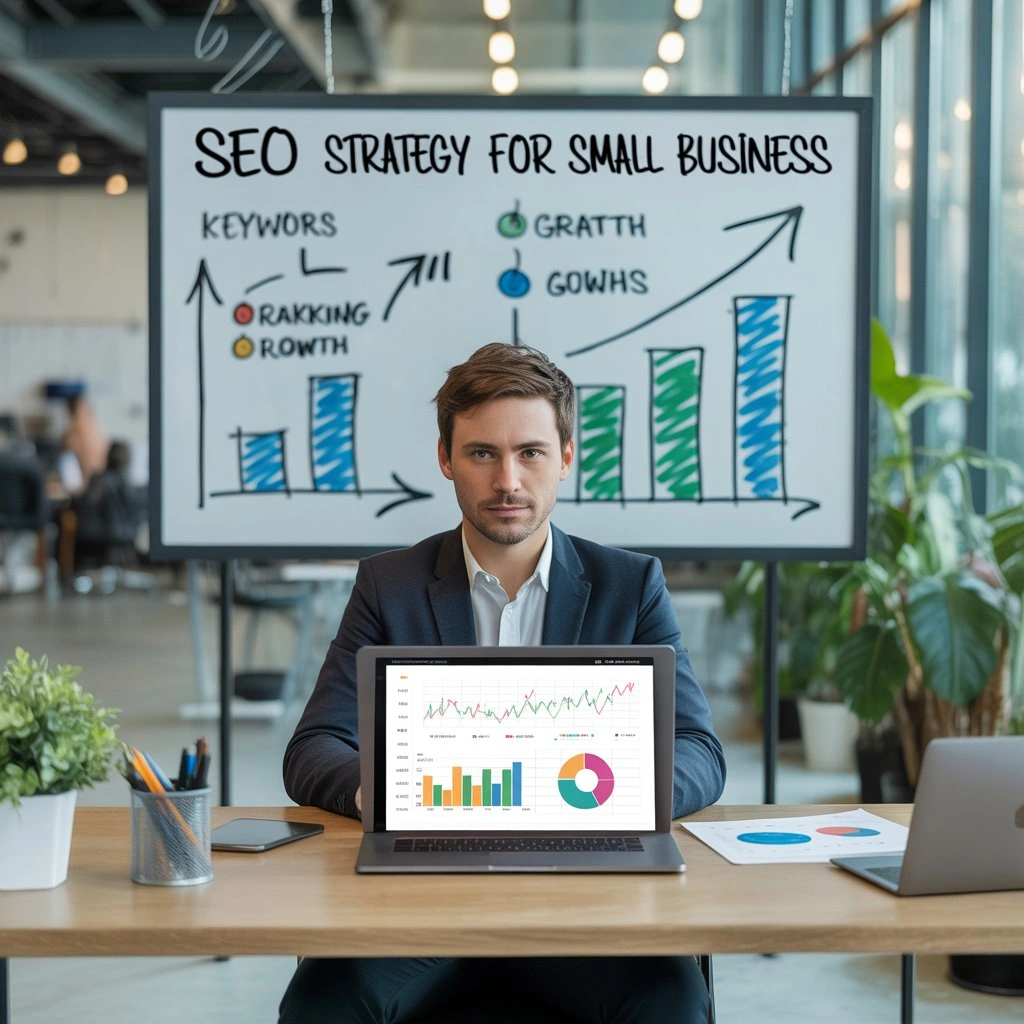 Hire SEO Expert for Small Business : Honest Guide 2026 SEO strategy for small business showing keyword ranking and traffic growth charts