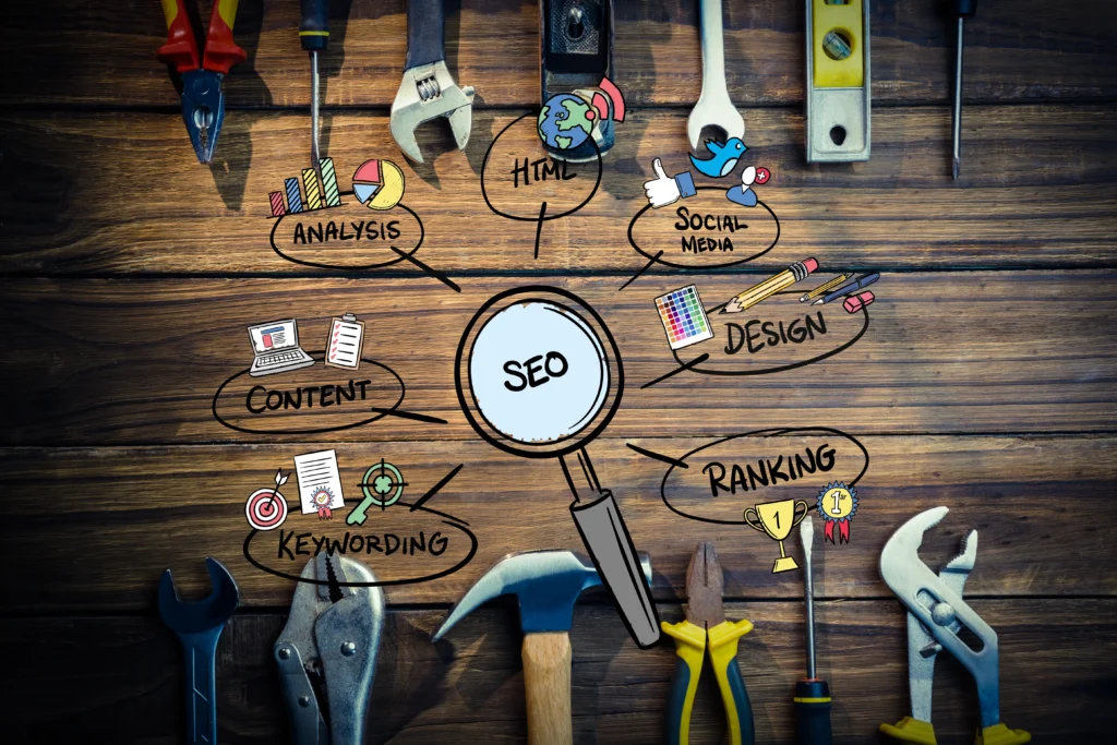 SEO tools and marketing strategies, including content, ranking, and keyword targeting, for improved website optimization