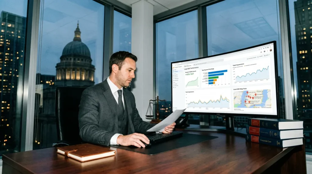 Legal SEO agency helping a US law firm improve search rankings, organic traffic, and local SEO visibility