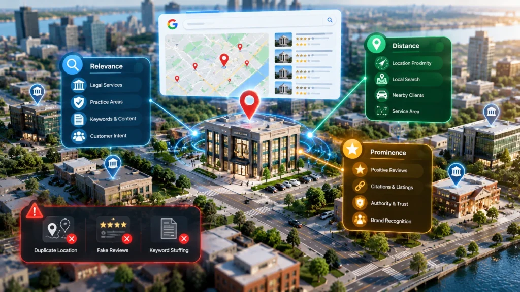 Attorney SEO specialist optimizing a law firm for Google Map Pack and local SEO rankings