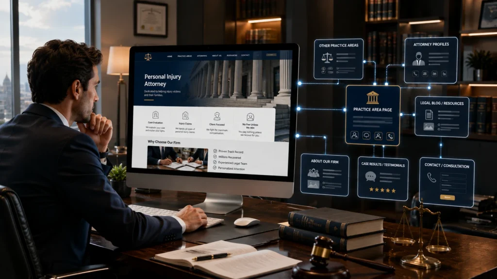 Practice area page writing and law firm website architecture for legal SEO